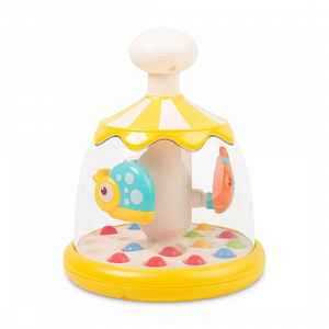 Toyz Toyz Edukační hračka Káča se zvířátky – žlutá, kolotoč, 6m+