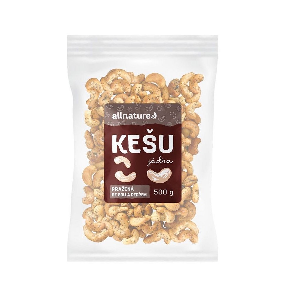 Allnature Kešu jádra pražená se solí a pepřem 500 g