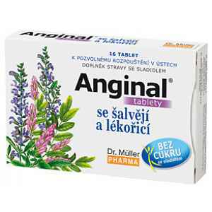 Anginal tablety s heřmánkem+slézem tablety 16