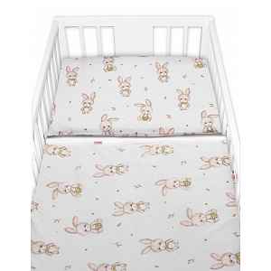 Baby Nellys Povlečení do postýlky , bavlna, 2D sada, Zajíčci - bílá, 135 x 100 cm