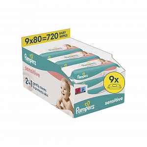 Pampers Sensitive Baby dětské čisticí ubrousky 9x80 ks