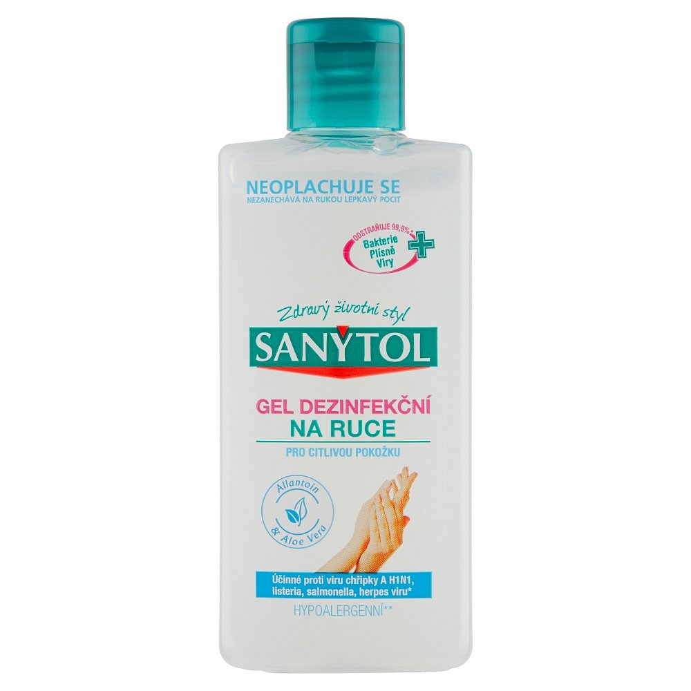 SANYTOL Dezinfekční gel na ruce Allantoin & Aloe Vera pro citlivou pokožku 75 ml