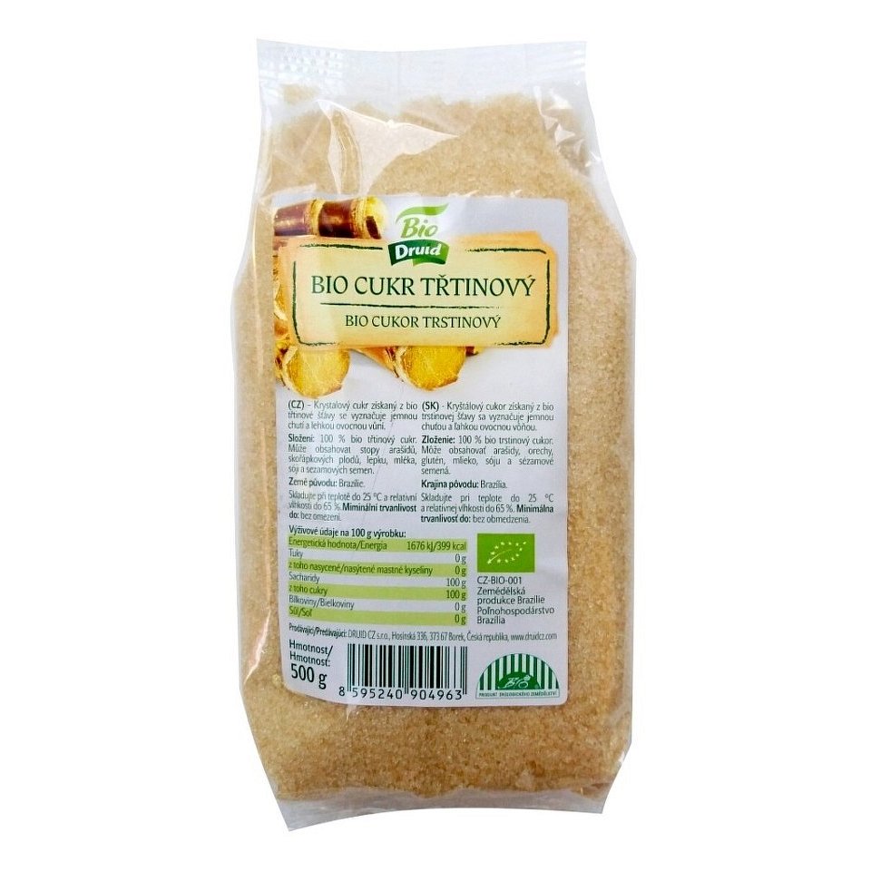 BIO třtinový cukr (sáček) DRUID 500g