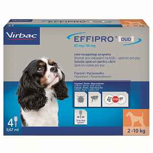 VIRBAC Effipro DUO Dog S (2-10 kg) 67/20 mg, 4x0,67 ml