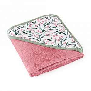 Petite&Mars Osuška bambusová s kapucí Loulou Pink Meadow 1 ks