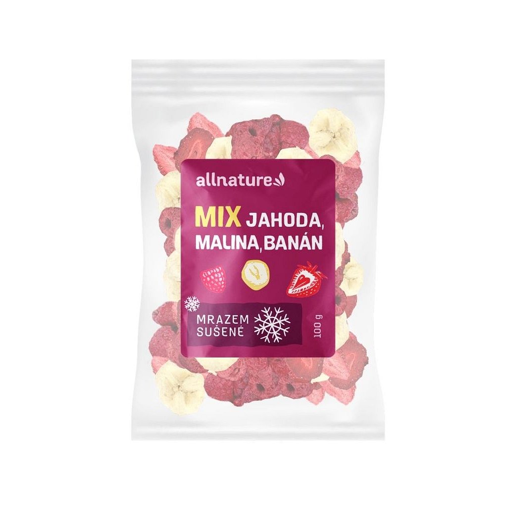 Allnature Mix lyofilizovaného ovoce jahoda, malina, banán 100 g