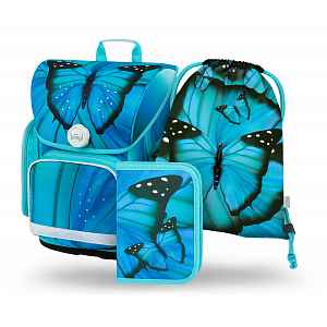 Baagl 3 SET Ergo Butterfly: aktovka, penál, sáček