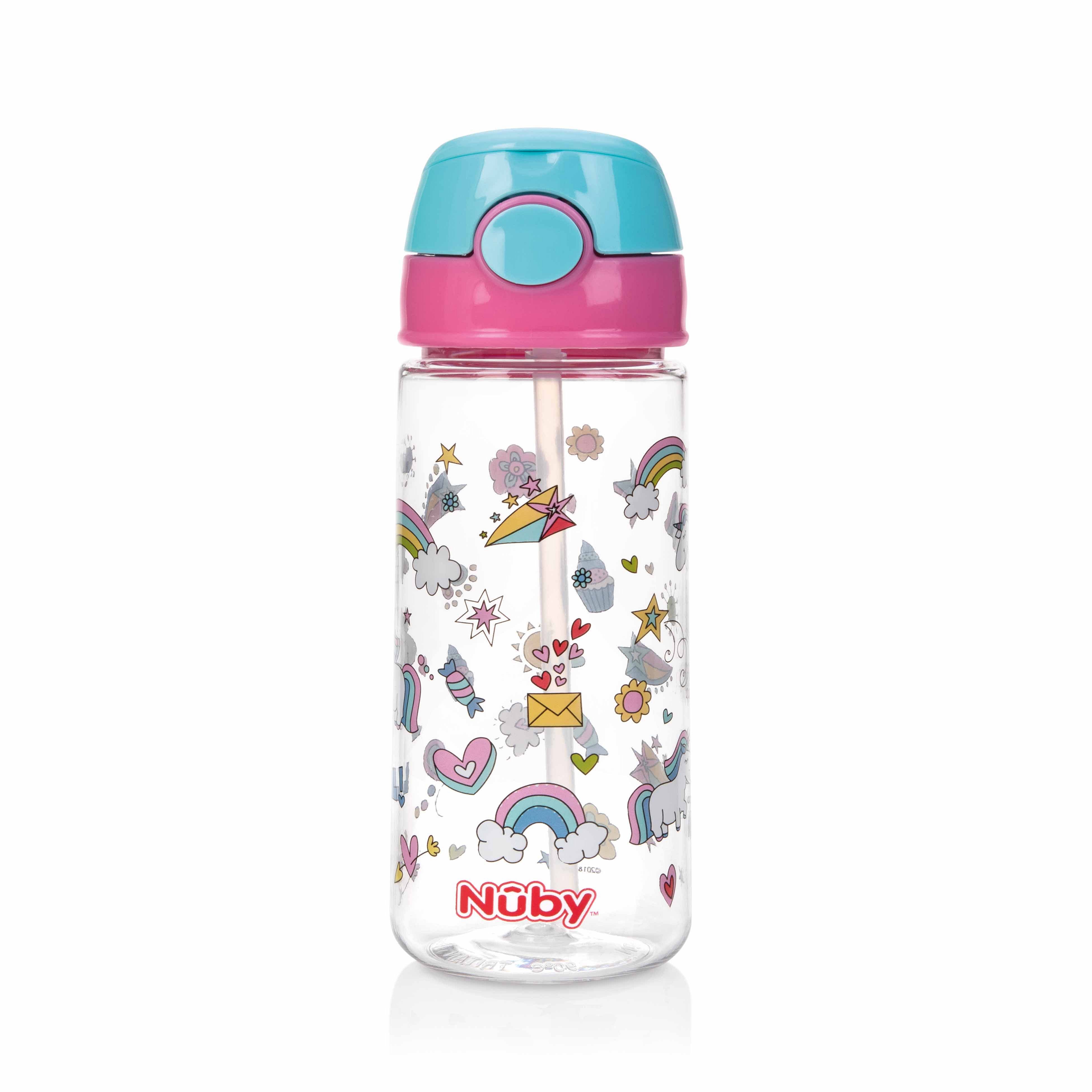 NUBY Láhev sportovní netekoucí s brčkem 530 ml, růžová, 3+