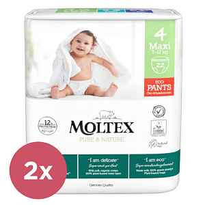 2x MOLTEX Pure&Nature Kalhotky plenkové jednorázové 4 Maxi (7-12 kg) 22 ks