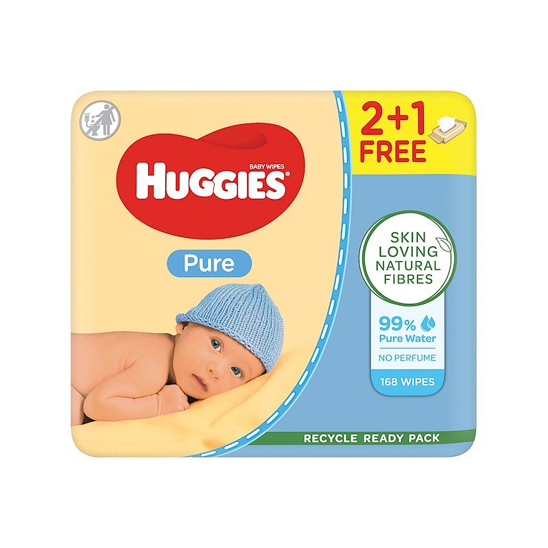 HUGGIES® Vlhčené ubrousky Pure Triplo 56x3 ks