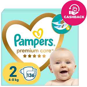 PAMPERS Pleny jednorázové Premium Care vel. 2 (136 ks) 4-8 kg