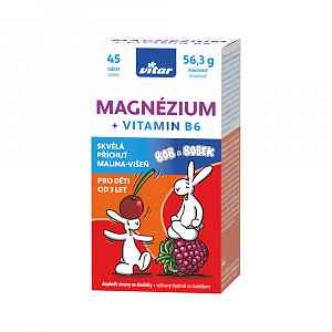 Vitar Kids Magnézium + B6 45 tablet malina+višeň