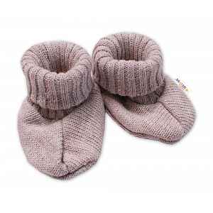 Baby Nellys Pletené botičky/capáčky STAR Hand Made, béžové vel.  68/74