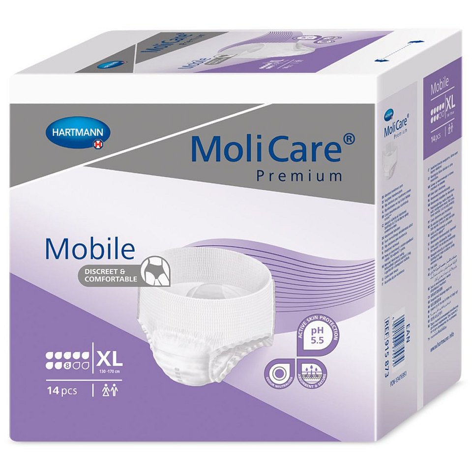 KALHOTKY ABSORPČNÍ MOLICARE MOBILE SUPER EXTRA LARGE BOKY 130-170CM,2250ML,14KS