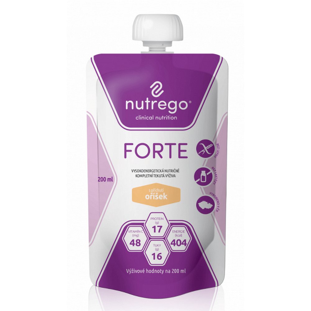 Nutrego Forte s příchutí čokoláda por.sol.12 x 200 ml, Příchuť: Oříšek