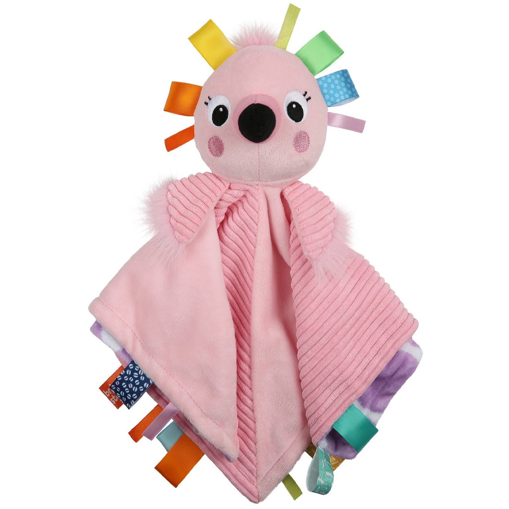 BRIGHT STARTS Dečka maznacia s hlavou Cuddle'n Tags plameňák 0 m+