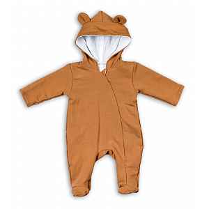 Kojenecký teplákový overal s kapucí Teddy - karamelový, vel. 80