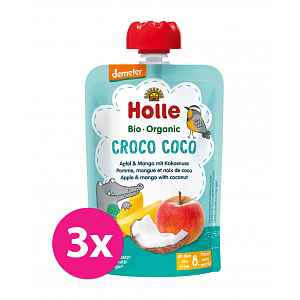 3x HOLLE Croco Coco Bio ovocné pyré jablko, mango, kokos, 100 g (8m+)
