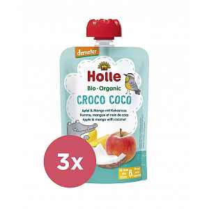 3x HOLLE Croco Coco Bio ovocné pyré jablko, mango, kokos, 100 g (8m+)
