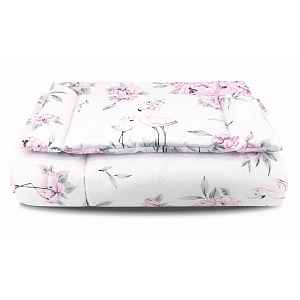 Baby Nellys 2-dílná sada do postýlky s výplní, Plameňák - růžová, 135x100 cm