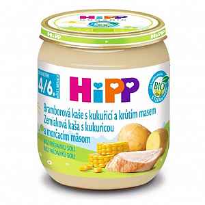 HiPP BIO Bramborové pyré s kukuřicí a krůtím masem 125g