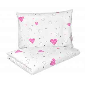 Baby Nellys Dětské povlečení, bavlna 2D 140x200/70x80, I love Girl, , růžová/bílá