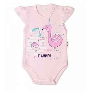 Baby Nellys Bavlněné kojenecké body, kr. rukáv, Flamingo - sv. růžové, vel. 86