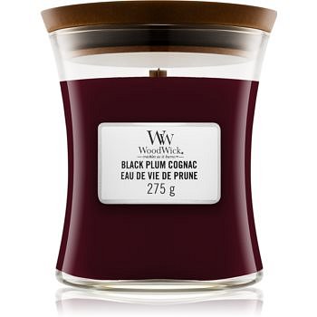 Woodwick Black Plum vonná svíčka s dřevěným knotem 275 g