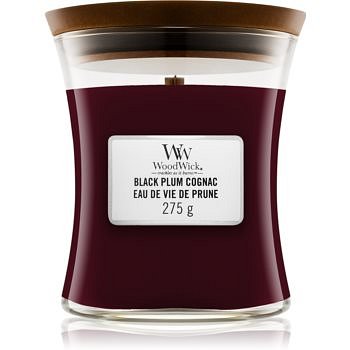 Woodwick Black Plum vonná svíčka s dřevěným knotem 275 g