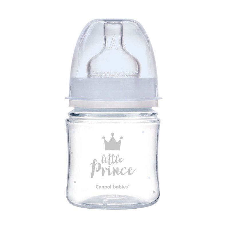 Canpol babies Lahev se širokým hrdlem ROYAL BABY 120ml modrá