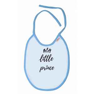 Baby Nellys Nepromokavý bryndáček velký Little prince, 24 x 23 cm - sv. modrá