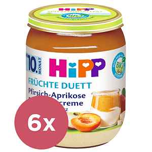 6x HiPP BIO Ovocný duet Broskev - Meruňka s tvarohovým krémem od 10. měsíce, 160 g