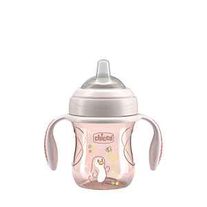 CHICCO Hrneček Transition učicí s držadly pink, 4m+