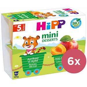 6x HIPP BIO Jablka s meruňkami 4x100 g, od ukončeného 4. - 6. měsíce