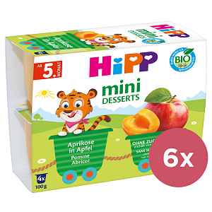 6x HIPP BIO Jablka s meruňkami 4x100 g, od ukončeného 4. - 6. měsíce