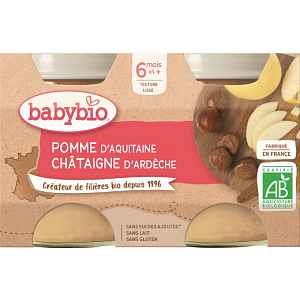 BABYBIO jablko s kaštanovým pyré 2x130g