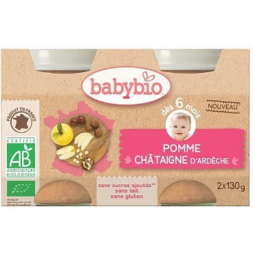 BABYBIO jablko s kaštanovým pyré 2x130g