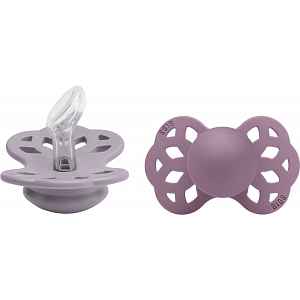 Bibs Infinity anatomické dudlíky ze silikonu, velikost 1, Fossil Grey / Mauve 2 ks
