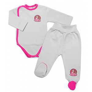 G-baby 2-dílná sada body dl. rukáv zap. bokem + polodupačky Pony Farm, šedá