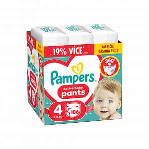Pampers Active Baby vel. 4 9–15 kg plenkové kalhotky 186 ks