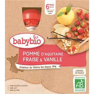 BABYBIO jablko s jahodami a vanilkou 4x90g