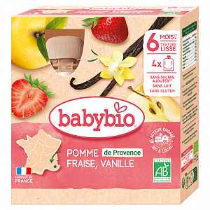 BABYBIO jablko s jahodami a vanilkou 4x90g