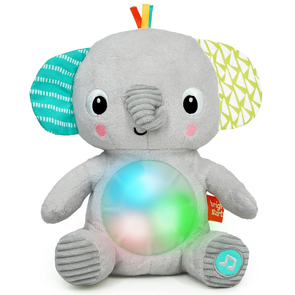 BRIGHT STARTS Hračka plyšová hudební svítící Hug-a-bye Baby ™ sloník 0m +