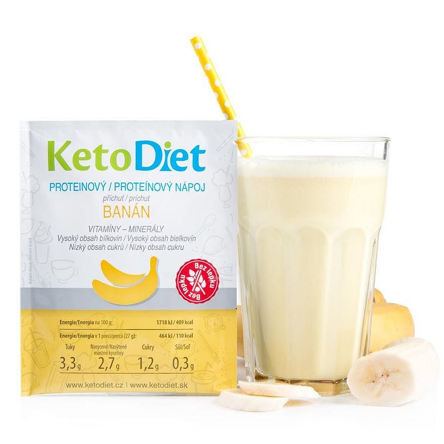 KetoDiet Proteinový nápoj banán 7x27 g