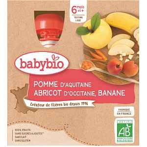 BABYBIO jablko s meruňkou a banánem 4x90g