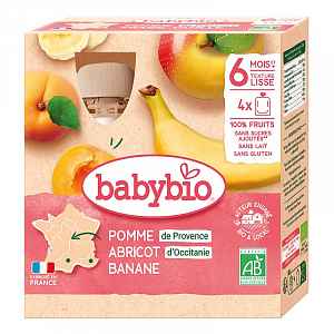 BABYBIO jablko s meruňkou a banánem 4x90g
