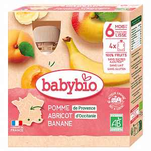BABYBIO jablko s meruňkou a banánem 4x90g
