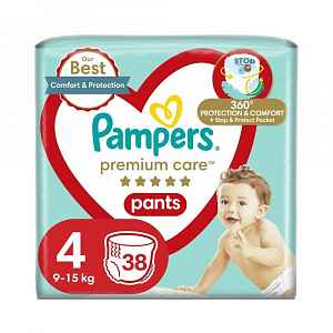 PAMPERS Premium Care Pants 4 MAXI (9-15 kg) 38 ks Value Pack – plenkové kalhotky