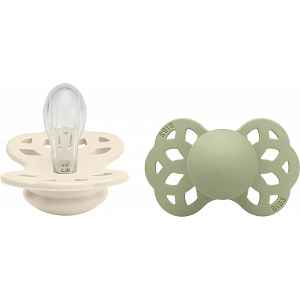 Bibs Infinity symetrické dudlíky ze silikonu, velikost 1, Ivory / Sage 2 ks