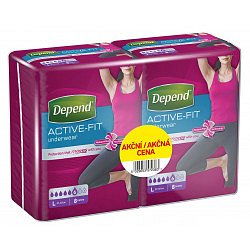 Depend Active-Fit pro ženy vel. L inkontinenční kalhotky duopack 2x8 ks